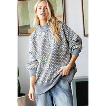Grey Floral Patterened Funnel Neck Long Sleeve Oli+Hali Sweater