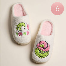 Ivory Pink Howdy Western Grinch Holiday Indoor Slippers: Ivory Pink