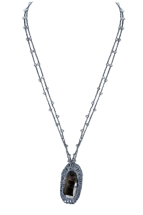 Grey Fashion Crystal Pendant Long Necklaces