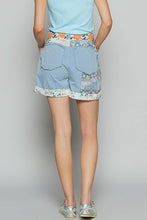 Blue Multi Elastic waistband patchworks POL shorts