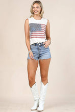 Ivory Red Blue American Sleeveless Top