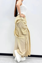 X9932CP Ruffle Cargo Wide-Leg Pants: BLACK / M