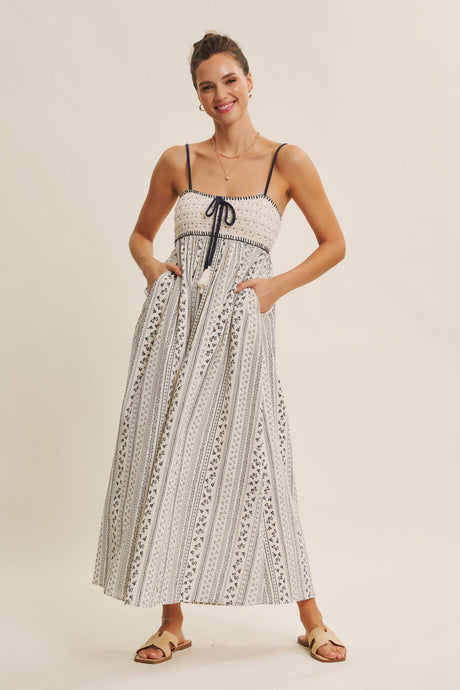 Midnight Navy Boho Dream Crochet Maxi Dress
