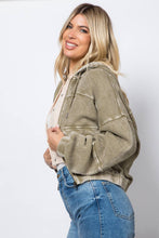 Sage Garment Dye Heavy Waffle Knit Hoodie Jacket