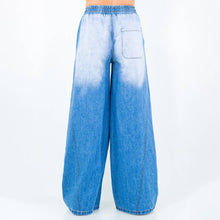 Blue Wash Wide Leg Pull On Jeans