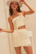 Ivory HOWDY Western Asymmetry Fringe With Stud Top