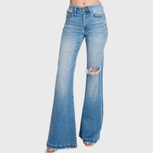 Medium Distressed Super High Rise 70's  Flare Jeans