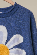 Navy Oversized Daisy Knit Sweater