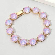Red American USA Round Stone Link Evening Bracelet