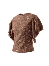 Brown Lace Ruffle Layered Top