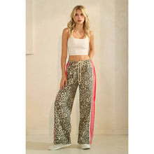Leopard Sport Striped Wide Legged Veveret Pants