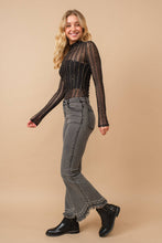 Blue B Destressed Bottom Edge w/ Rhinestone Jeans: MED DENIM