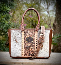 Upcycled LV Cowhide Leather Tote Crossbody Bag Western 