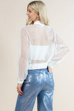 Off White Kirin Summer Fish Net Long Sleeves Bomber Jacket