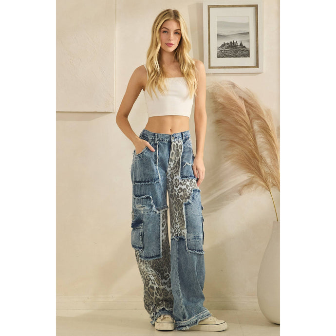 Denim Washed Leopard Oli+Hali Jeans