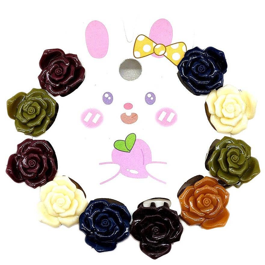 12pk Mini Rose Design Mini Hair Clip Set