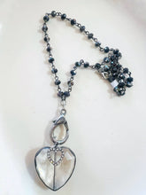 Soldered Glass Heart Black Beaded Chain Necklace
