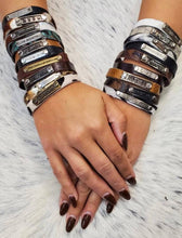 Mae Positive Inspiration Embellished Mini Cuff: Silver Best Friend / Brown Floral