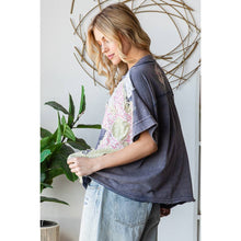 Navy Washed Floral Patchwork Oversized Oli+Hali Tee