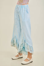 Baby Blue Mineral Washed Lace Ruffles Cropped J.Her Pants