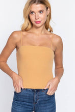 Celadon Green Straight Neck Two Ply Rib Knit Cami Top