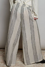 Black Striped Textured Fabric Crafted Waistband Wide-Leg Pants