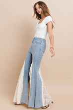 Light Denim Lace Detail Wide Leg Jeans