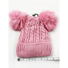 Kids Double Pom Pom Cable Knit Beanie: MIX COLOR / ONE(10)