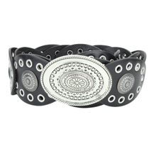 Leather Disc Belt with Western Silver Grommet