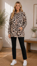 Grey Charcoal  Fuzzy Leopard Blouse
