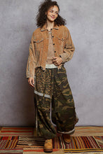 Teddy Bear Pocket front button down distressed hem corduroy POL jacket