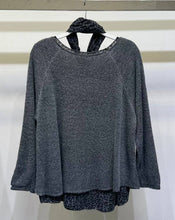 Charcoal Cheetah Layered Long Sleeve Crochet Venti Top