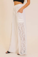 Cream Wide Leg Lace Panel Pants