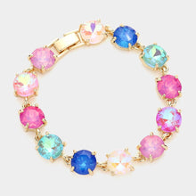 Silver American USA Round Stone Link Evening Bracelet