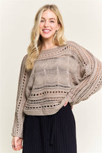 Khaki Crochted Open Knit Pullover