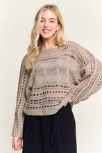 Khaki Crocheted Open Knit Pullover
