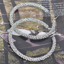 Gold Twisted Rhinestone 80mm Hoop Earrings