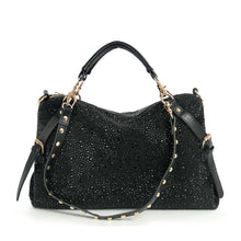 Black Decorated Sparkling Rhinestone Satchel Handbag