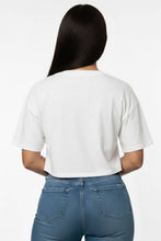 White Short Sleeve Round Neck Basic Crop Top