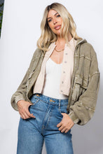 Sage Garment Dye Heavy Waffle Knit Hoodie Jacket
