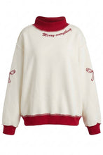 Ivory Red Merry Everything Ribbon Mock-Neck Sweatshirt