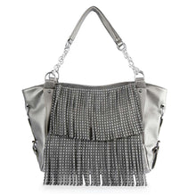 Pewter Sparkling Fringe Shoulder Bag