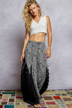 Black Leopard pattern lace detail printed knit waistband POL pants