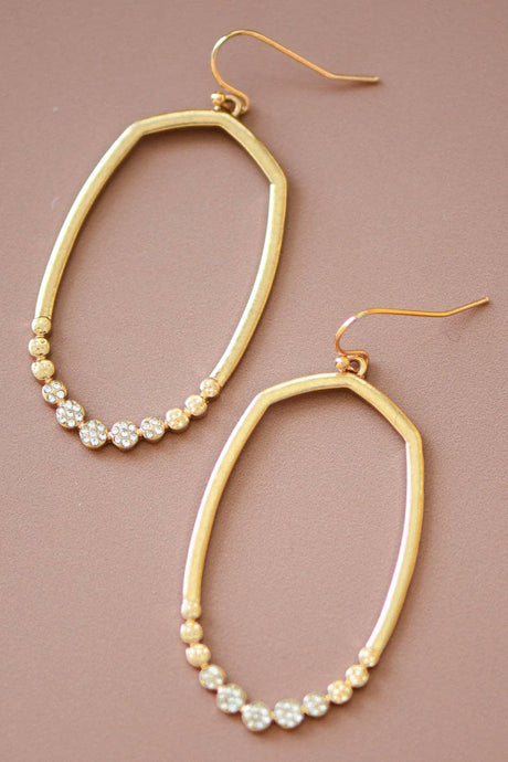 Oval Gold Plated Metal Drop Earrings