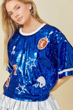 Blue Game Day Sequin Top