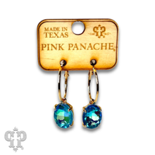 Blue Oval rhinestone earring on hoop