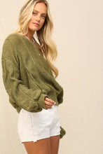 Terra Moss Pullover With Exaggerated Ruching Sleeves