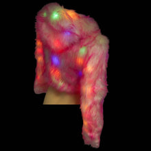 Pink LED Faux Fur Short Jacket with Hood
