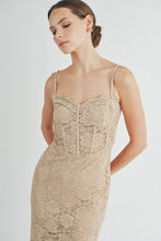 Nude Corset Lace Bustier Midi Dress