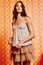 Champagne Lace Trimmed Sequins Cami Bucketlist Top